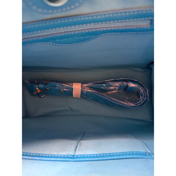 Trina Turk Floral Print Satchel Tote Bag – Blue Handles – NWT $195 - Picture 5 of 6